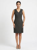Charcoal Sleeveless Formal Dress with Gold Accent Pattern