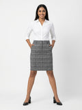 Women's Grey Plaid Regular Fit Skirt