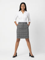 Women's Grey Plaid Regular Fit Skirt
