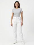 White Regular Fit Denim Jeans with Contrast Stitching