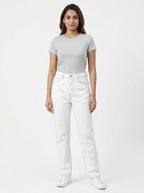 White Regular Fit Denim Jeans with Contrast Stitching