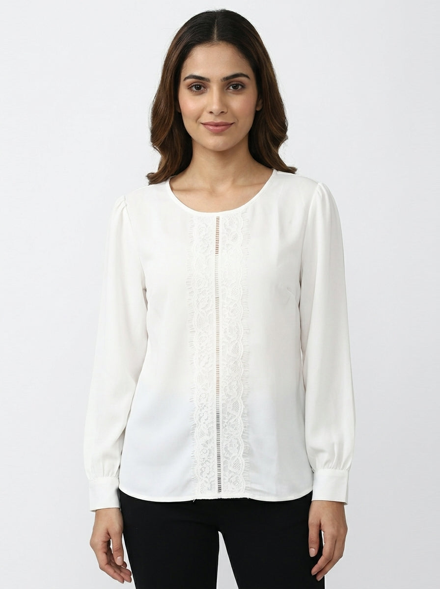 Allen Solly White Top/T-Shirt - Size M