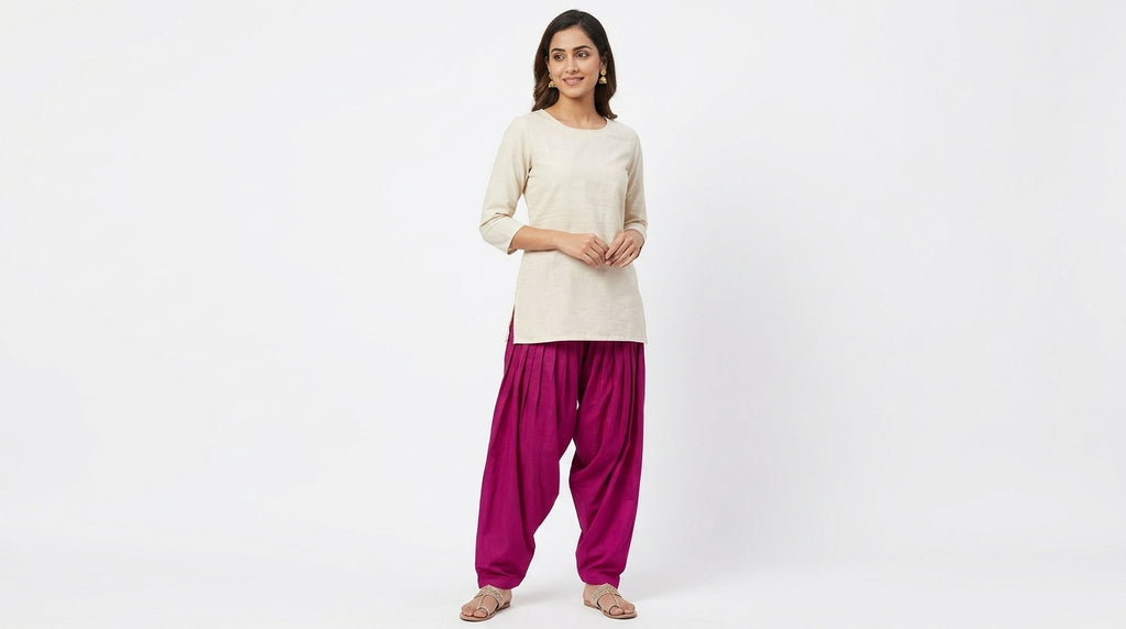 Magenta Solid Viscose Blend Salwar