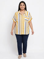 Sassy Soda XXL White and Yellow Striped Top