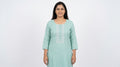 Mint Green Blouse with Subtle Shimmer Stripes
