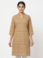 Tan Printed Casual Kurti