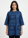 Navy Blue Bandana Print Relaxed Fit T-Shirt