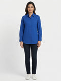 T-Shirt Casual Blue Cotton