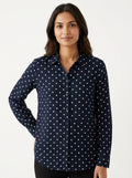 Navy Polka Dot Casual Shirt