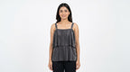 Women's Charcoal Pleated Layered Camisole Top