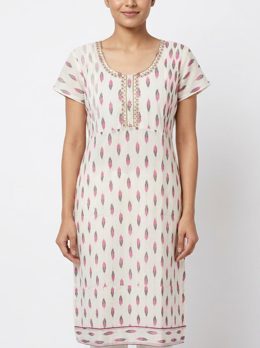 Kurti Casual White Cotton