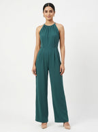 Women's Teal Halter Neck Jumpsuit