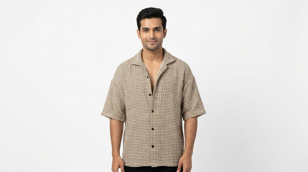 Beige Woven Relaxed Fit Casual Shirt