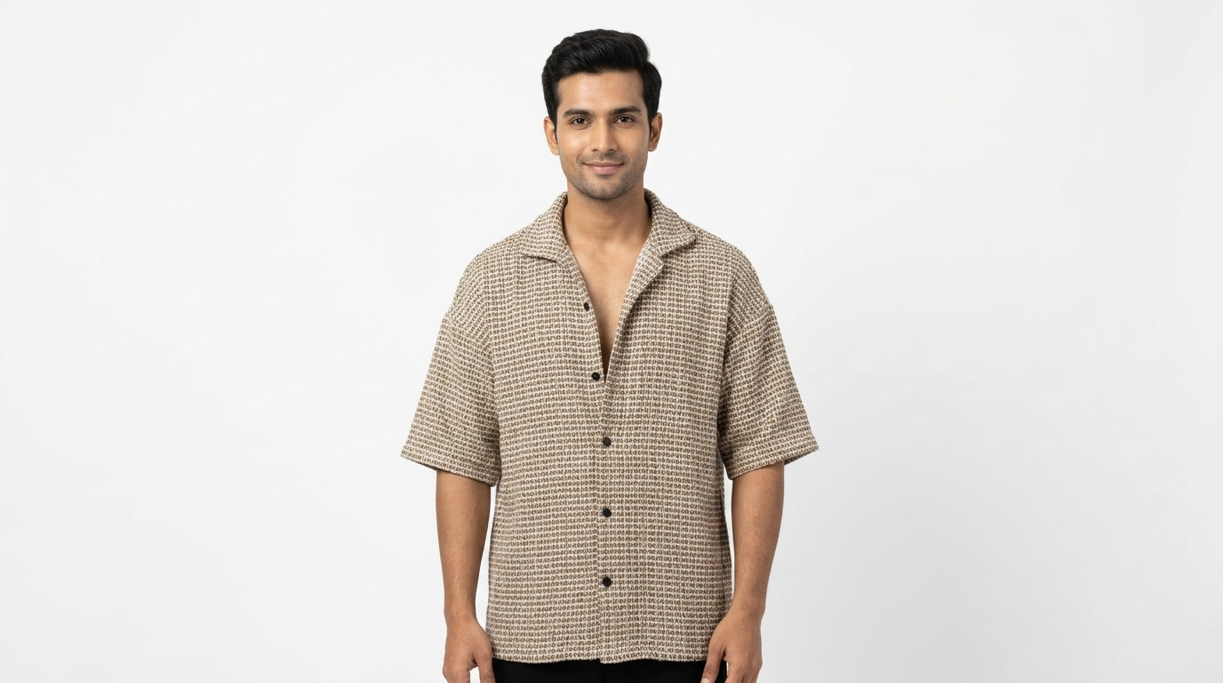 Beige Woven Relaxed Fit Casual Shirt