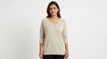 CODE Women's Shimmer Trim Knit Top in Beige/Gold