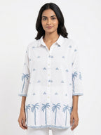 White Printed Casual Shirt