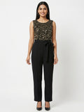 Black & Gold Sequin Embellished Sleeveless Jumpsuit