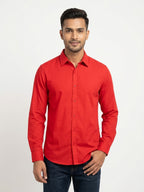 Red Solid Casual Shirt