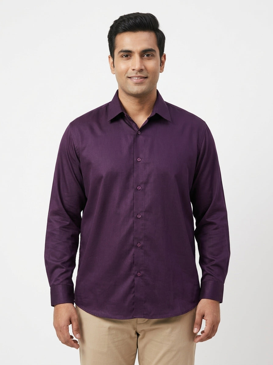 Purple Long Sleeve Casual Button-Up Shirt