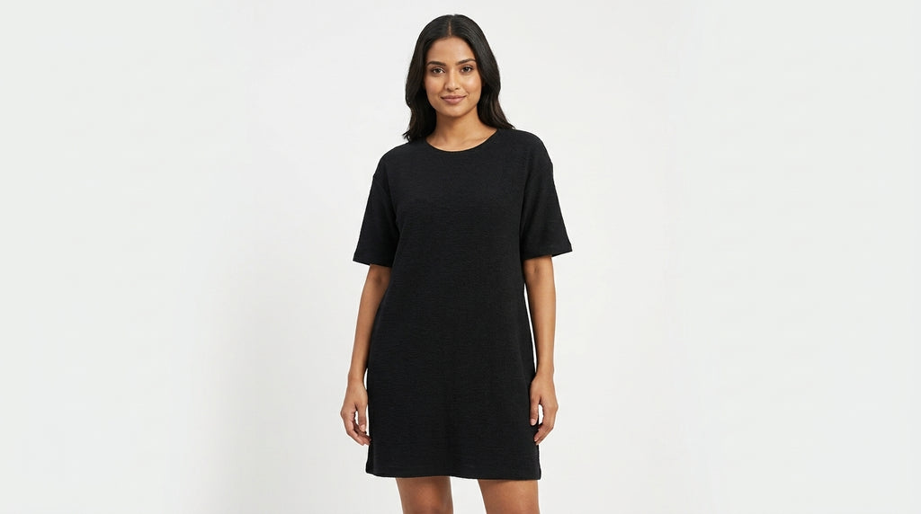 Black Oversized Casual Tunic Dress