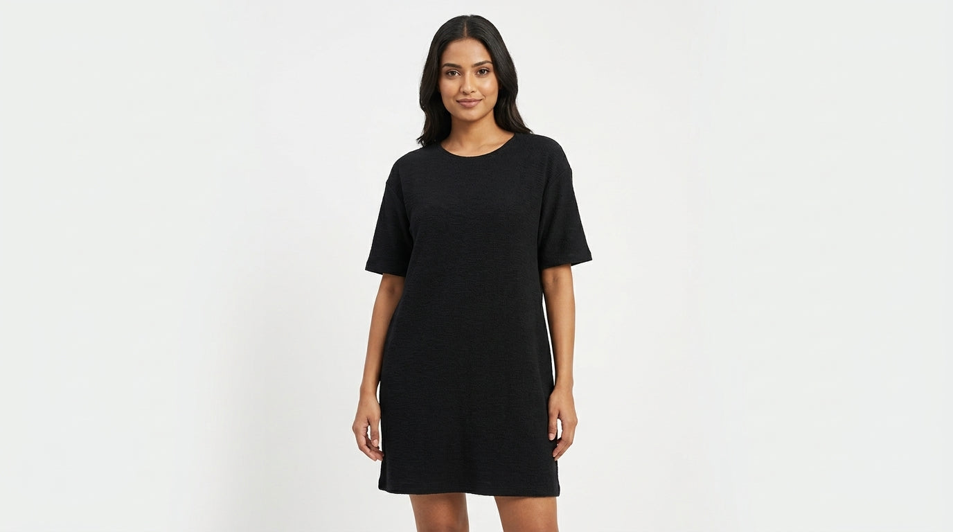 Black Oversized Casual Tunic Dress