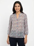 HARPA Women's Colorful Floral Abstract Print Blouse Top