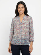 HARPA Women's Colorful Floral Abstract Print Blouse Top