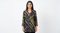 Abstract Geometric Print V-Neck Blouse
