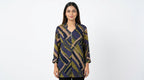Abstract Geometric Print V-Neck Blouse