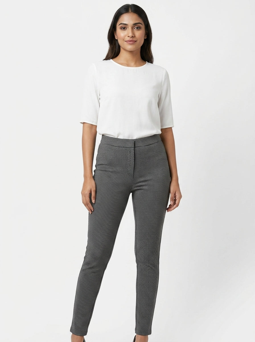 Annabelle Trousers Casual Charcoal Blended & Polyester