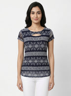 Basic Top Casual Navy Polyester