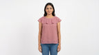 Women's Pink Ruffle Detail Casual Top
