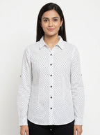 White Polka Dot Casual Shirt