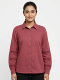Burgundy Textured Viscose Casual Shirt