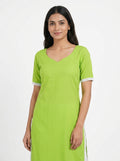 Meeranshi Kurti Casual Green Cotton