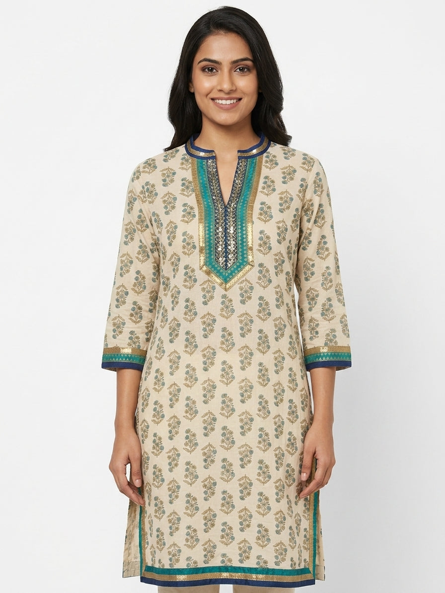 TRISHAA Embroidered & Sequin Tunic Top - Size S