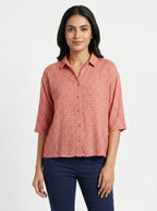 Women's Coral Floral Print Casual Shirt