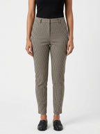 Black Houndstooth Patterned Slim Fit Trousers