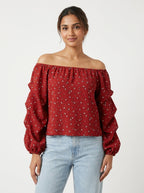 Max Top Casual Red Polyester