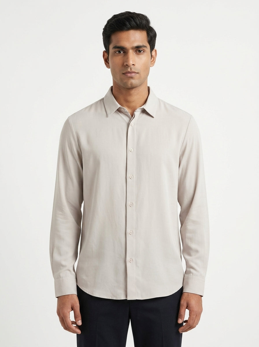 Women's Beige Long Sleeve Casual Shirt