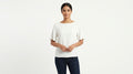 White Boat Neck Regular Fit Top