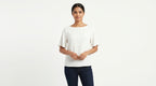 White Boat Neck Regular Fit Top