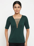 H&M Top Casual Green Polyester