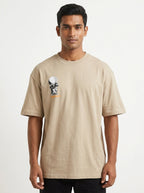 Beige Oversized Graphic Print T-Shirt