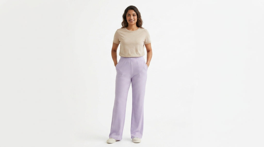 H&M Trousers Casual Lavender Viscose & Blended