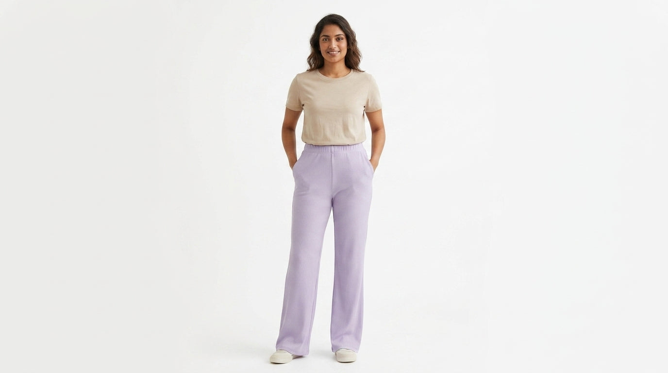 H&M Trousers Casual Lavender Viscose & Blended