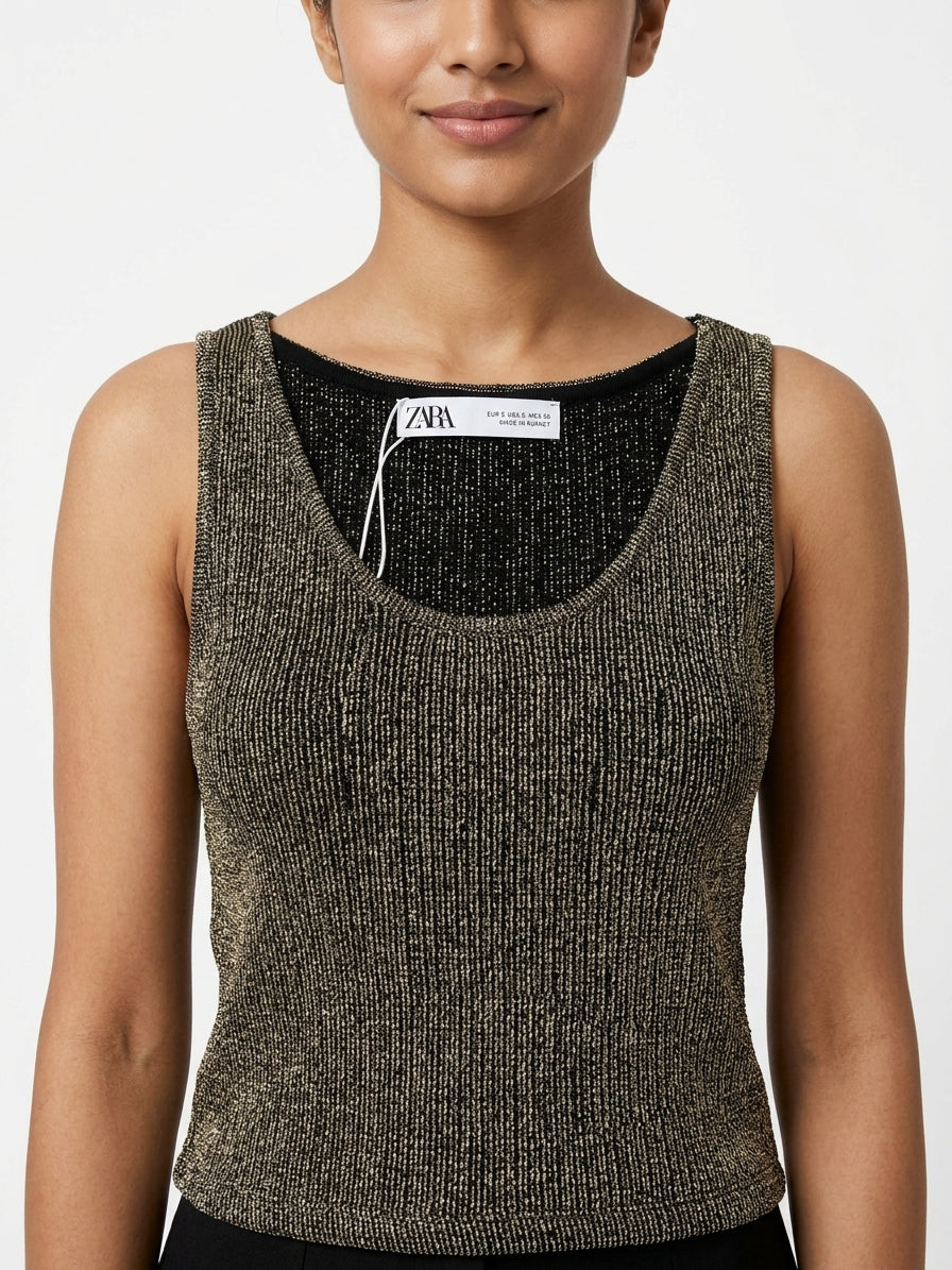 Zara Top Casual Bronze Blended