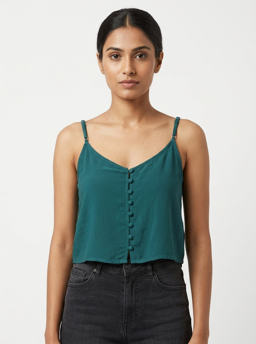 Women's Teal Button-Front Camisole Top