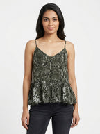 Green & White Snakeskin Print Cami Top