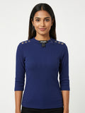 Jennyfer Top Casual Blue Blended